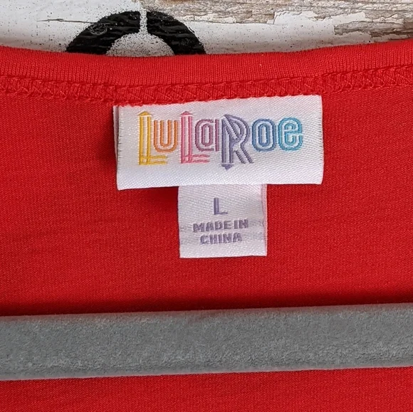 LuLaRoe Tank top, Off Duty Momma, Red, Large, Scoop Front - Picture 3 of 6